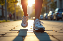 Chaussures de sport sur trottoir urbain en plein jour