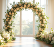 Cérémonie de mariage avec un grand arc floral élégant