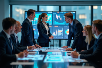 Groupe de professionnels analysant des données automobiles