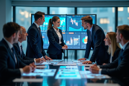 Groupe de professionnels analysant des données automobiles