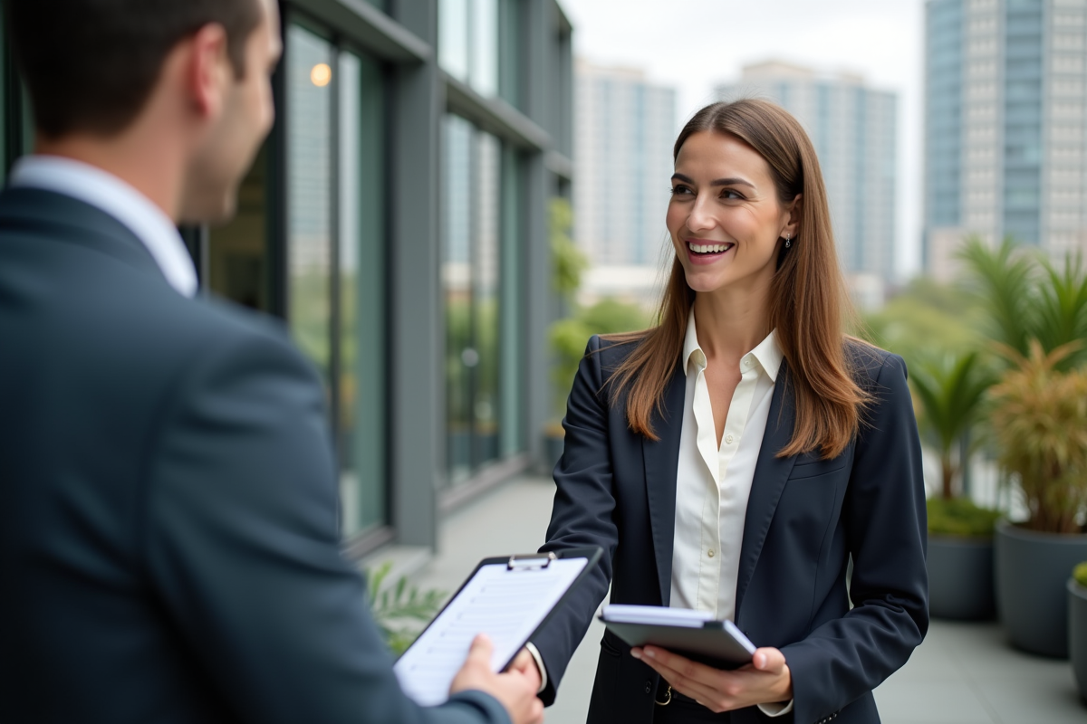 Femme professionnelle serrant la main d