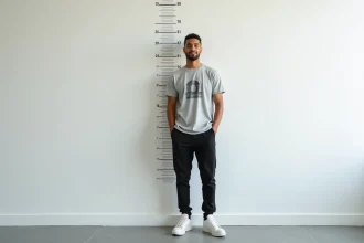 Jeune homme nord-africain en streetwear moderne contre un mur de mesure