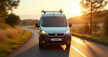 Peugeot Partner Tepee sur une route de campagne ensoleillée